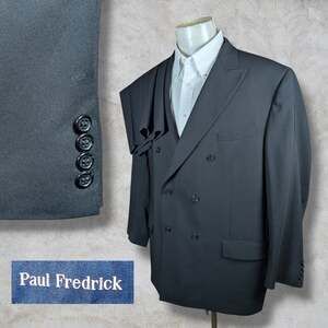 Paul Frederick 2 Piece Suit Mens 38x32 Solid Black Double Breast